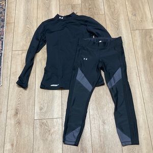 Under Armour Mock neck cold gear top and 3/4 leggings